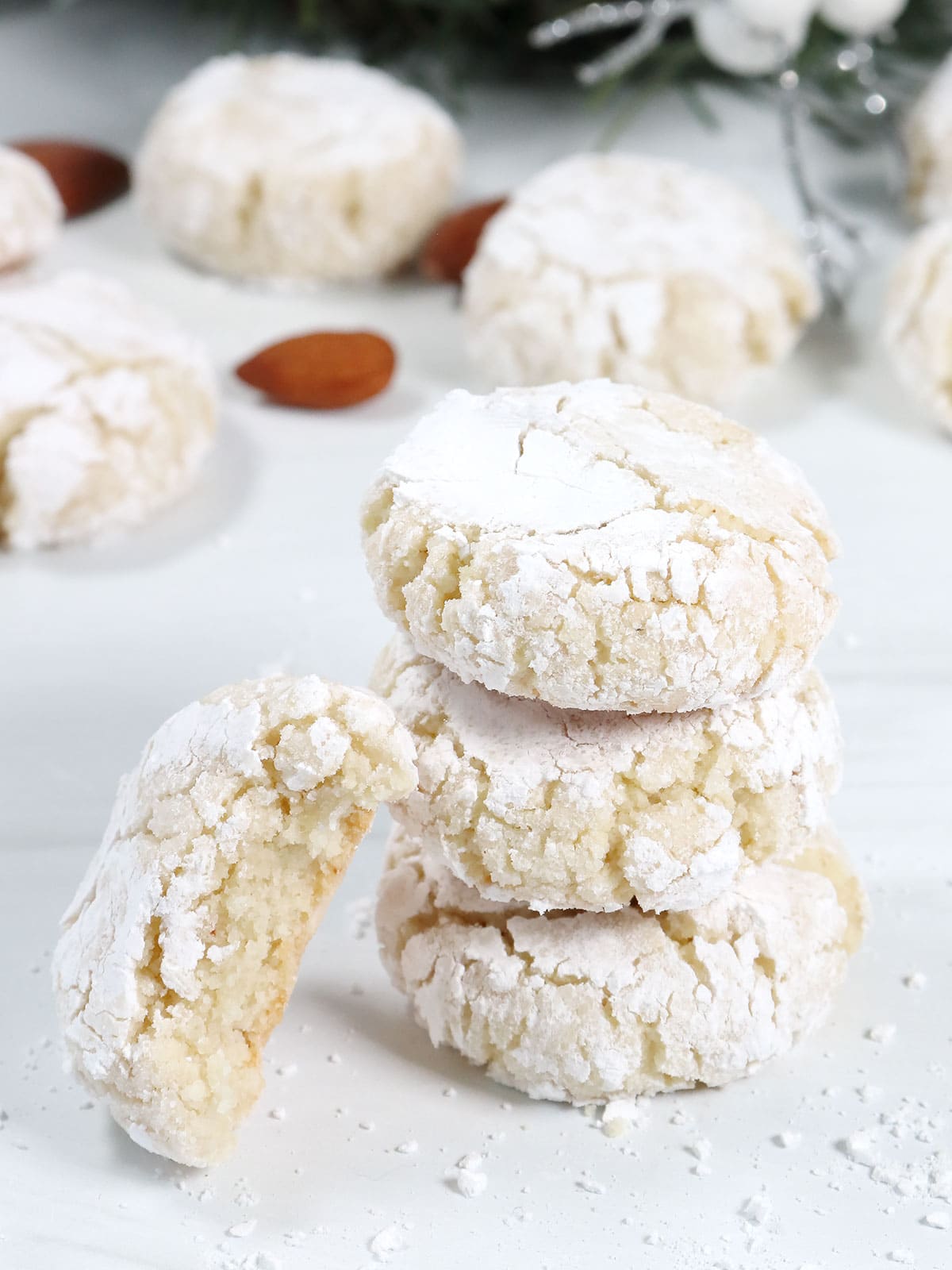 Stacked Italian Amaretti Cookies.