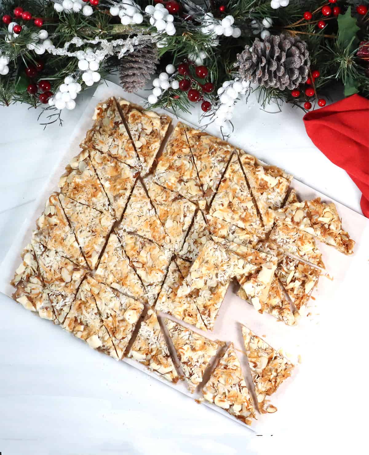 Caramel Heavenlies cut into triangles.