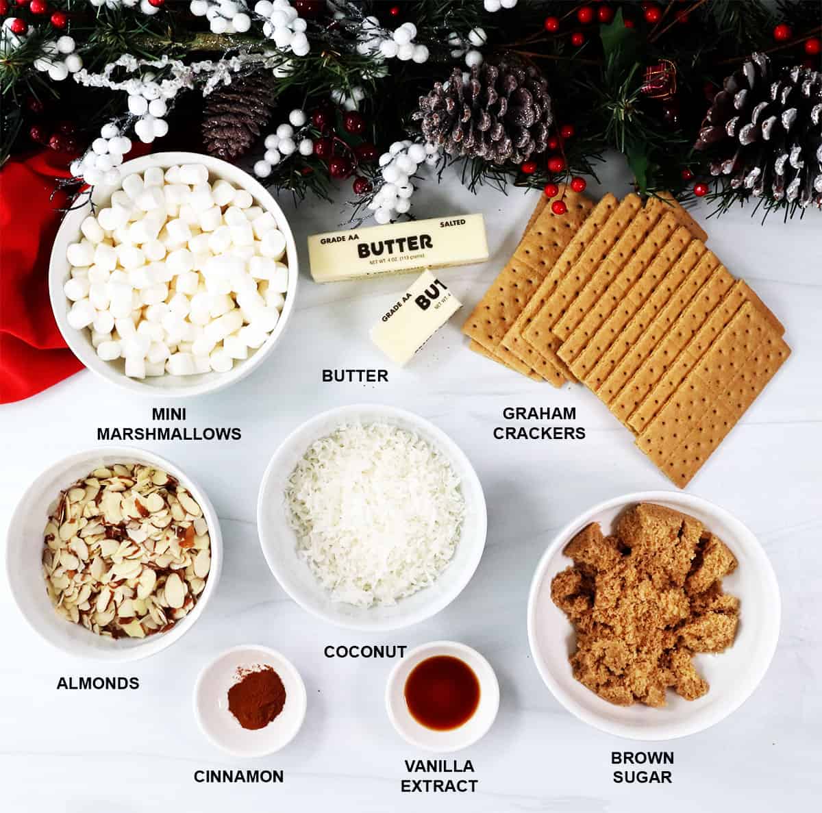 Ingredients for Caramel Heavenlies recipe.