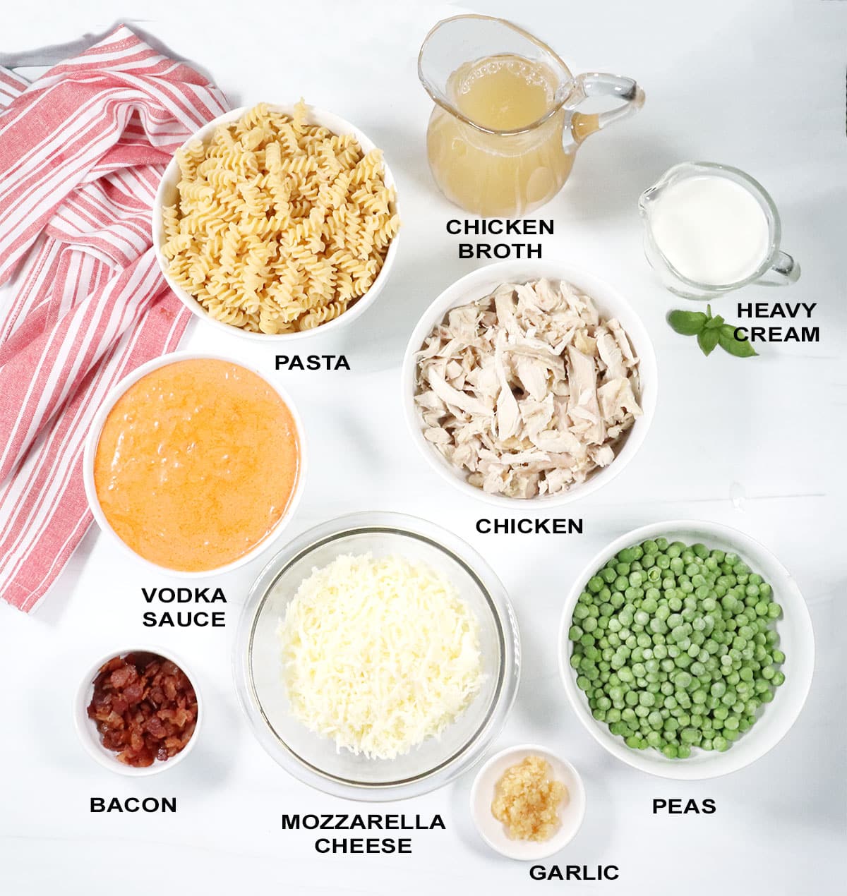 Ingredients for Chicken alla Vodka Casserole.