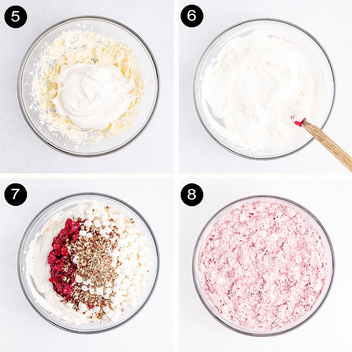 Final steps to make Cranberry Pineapple Fluff.