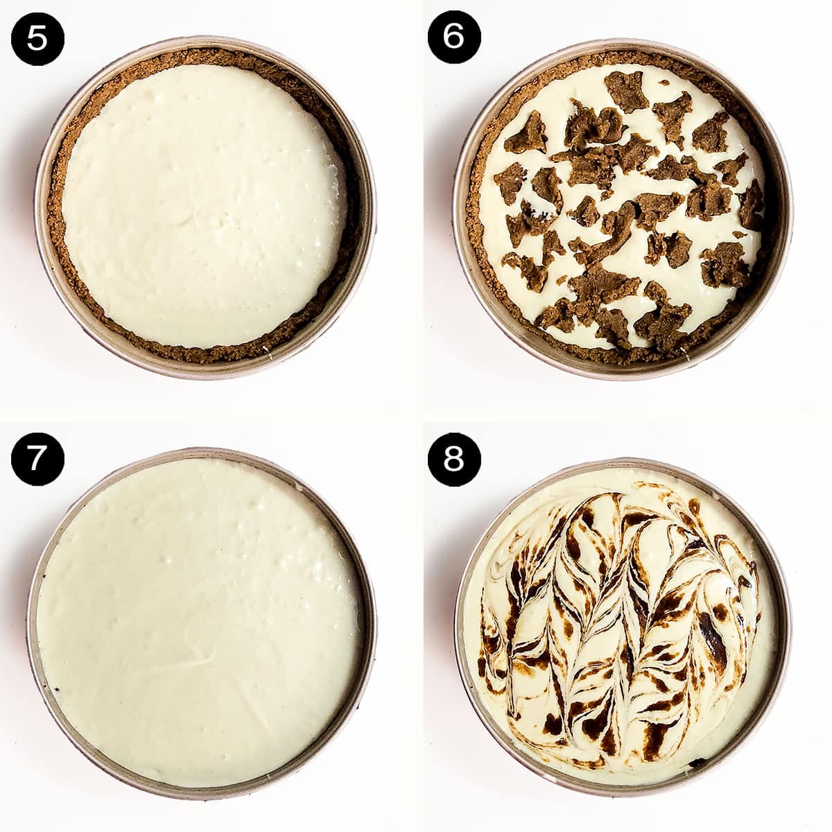 How to assemble cheesecake with gingerbread swirl.