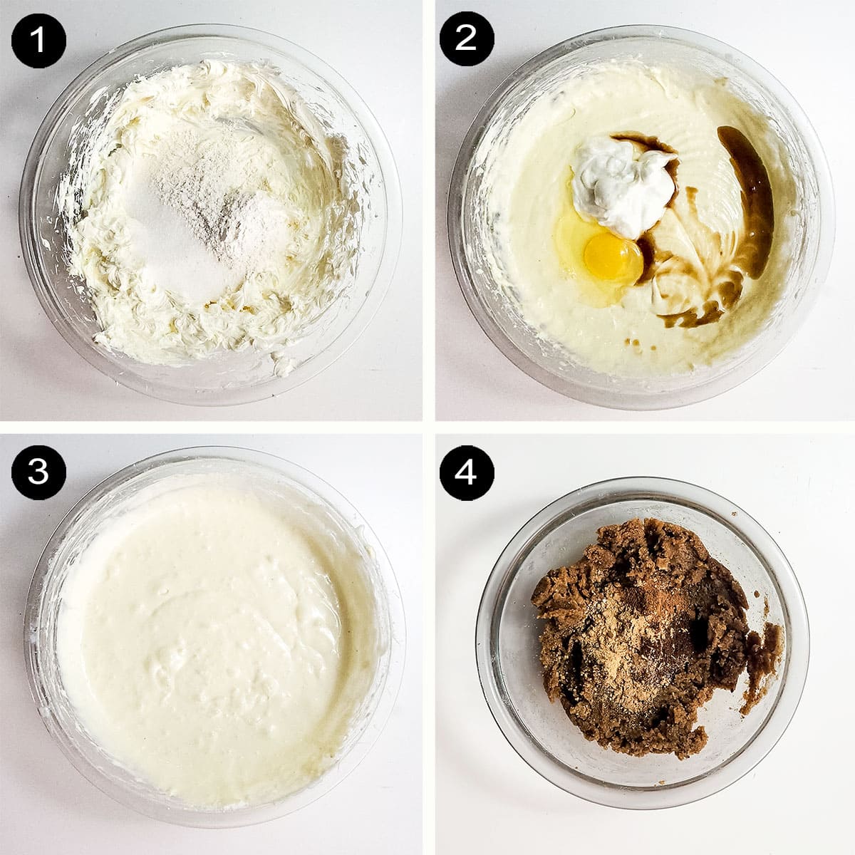 Prep steps for cheesecake batter.