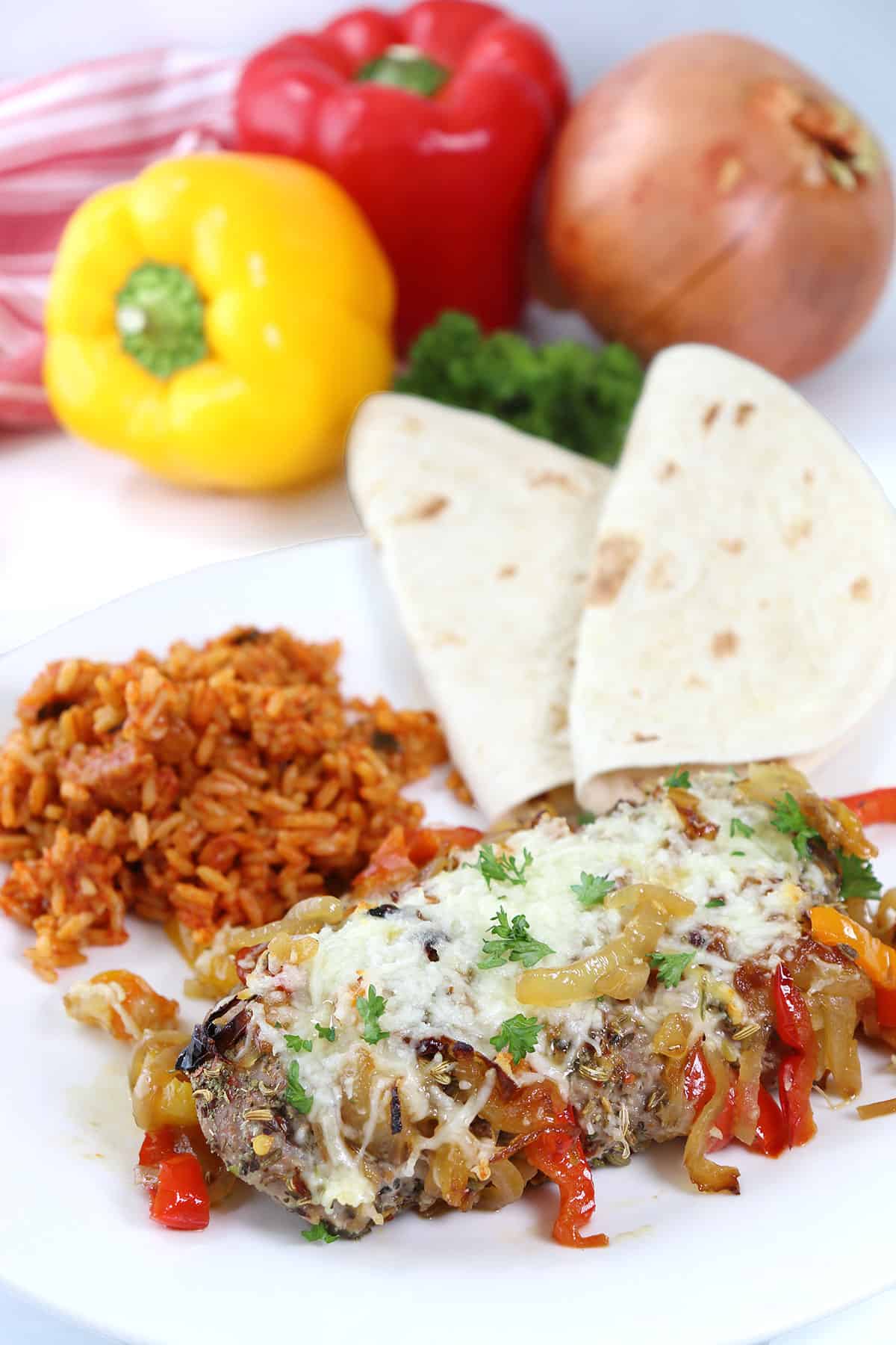 Hasselback Pork Tenderloins dinner plated.