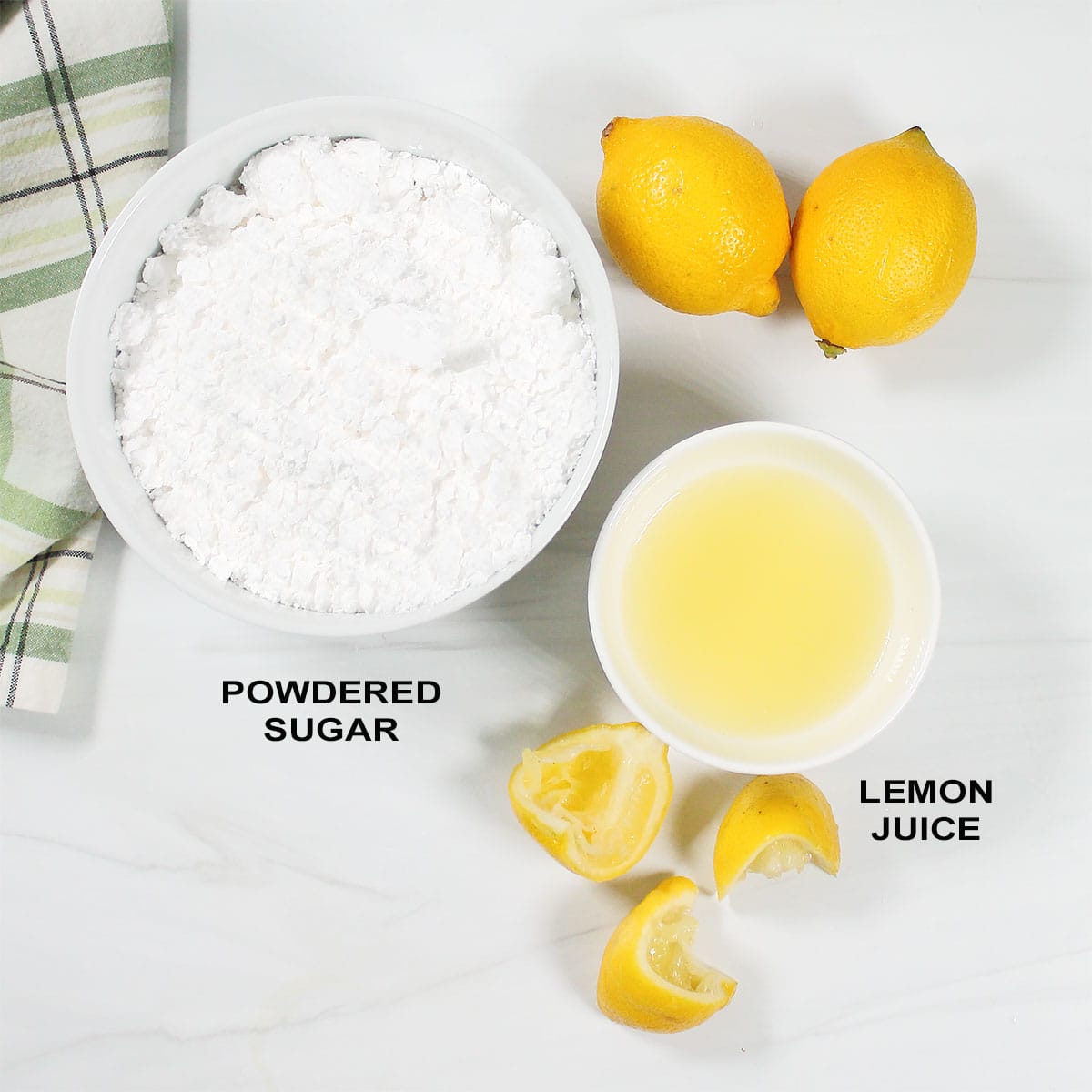 Lemon glaze ingredients.