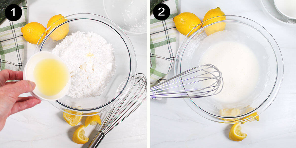 Prep steps for easy lemon glaze.