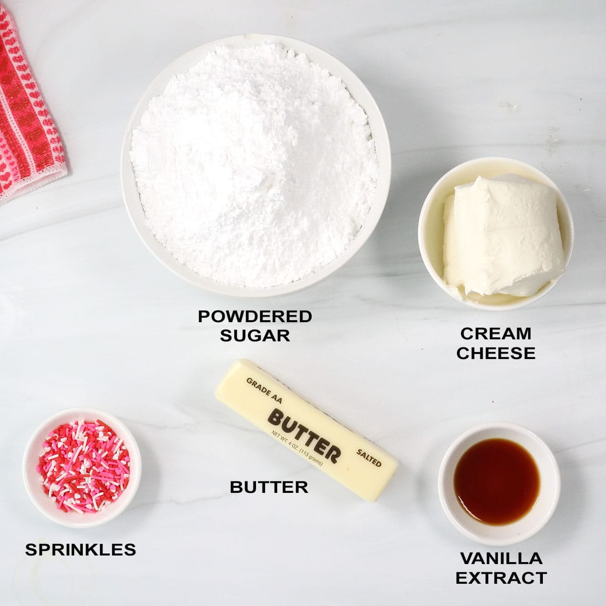 Cream Cheese Frosting ingredients.