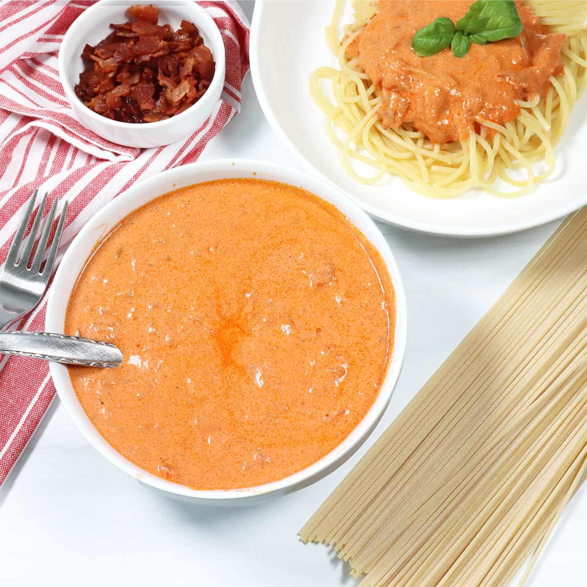 Creamy Vodka Sauce in bowl.