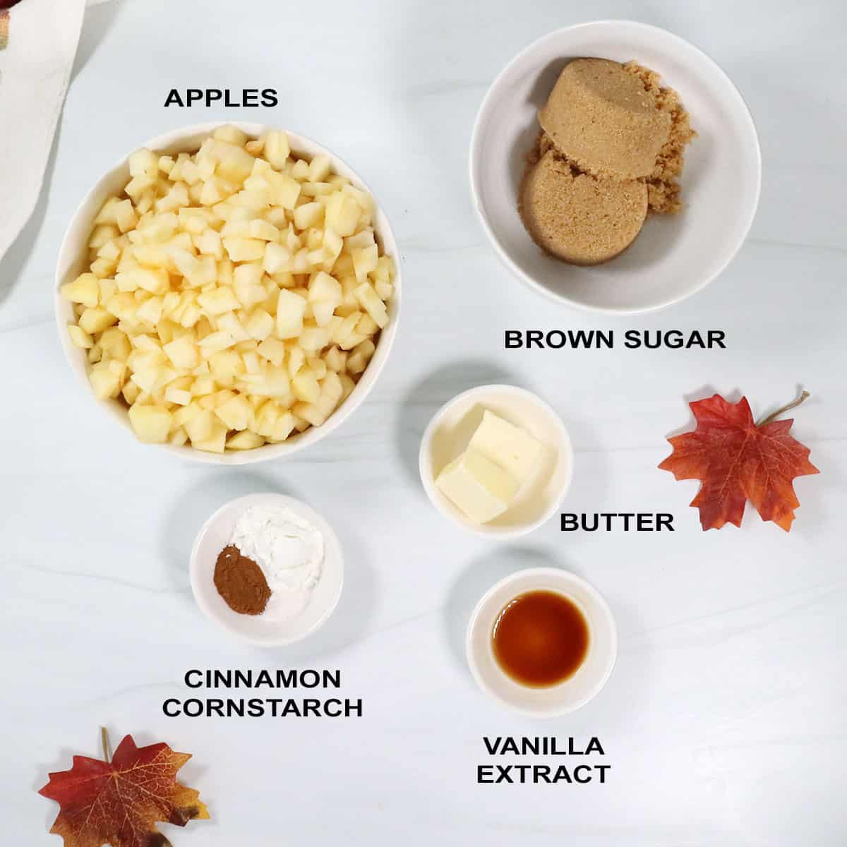 Ingredients for apple pie filling.