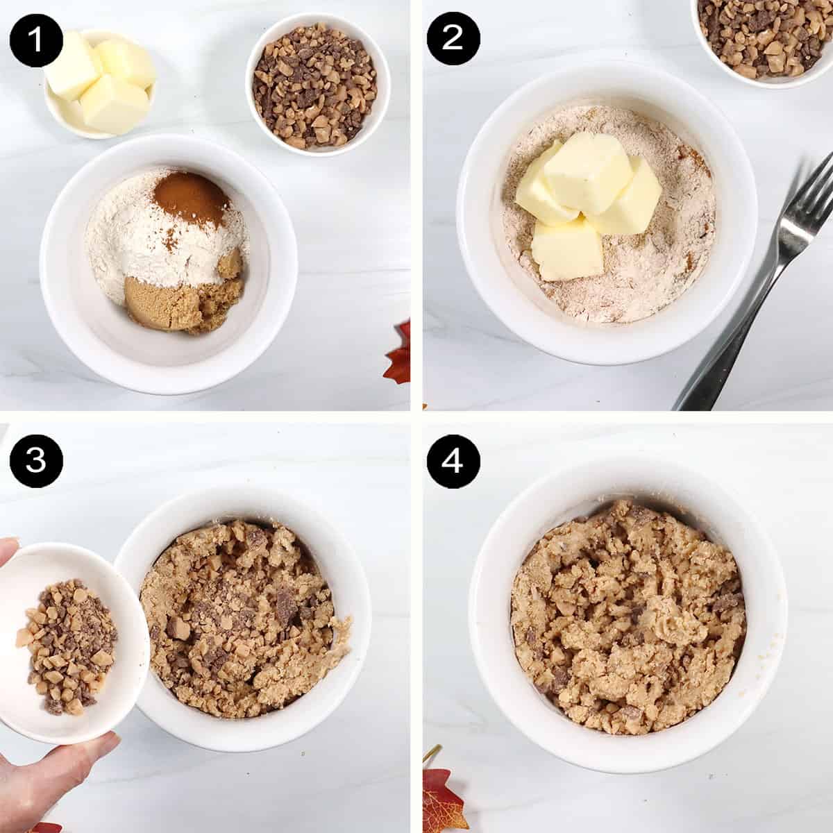 Steps to make crumb topping.