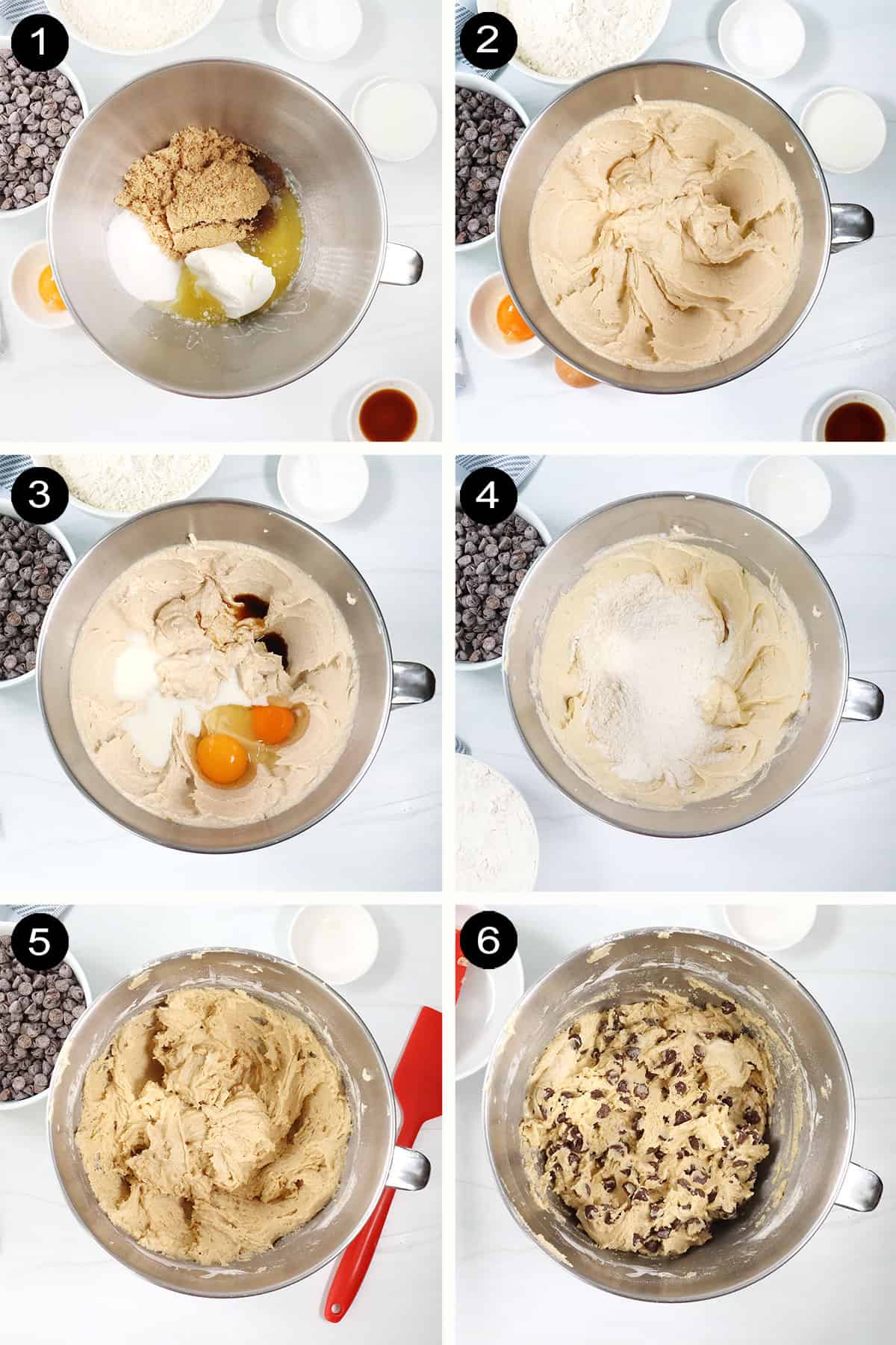 How to make chewy chocolate chip cookies steps.