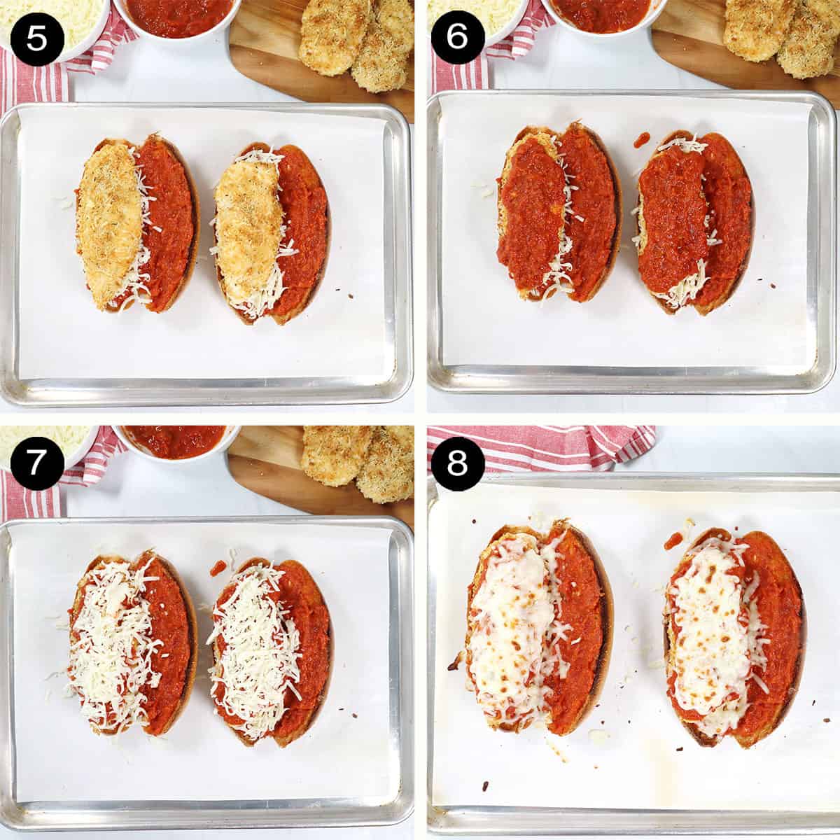 Steps to assemble subs 5-8.