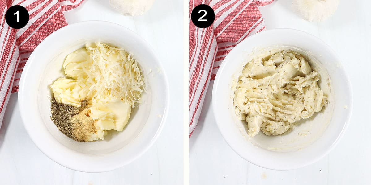 Steps to make garlic butter for sub rolls.