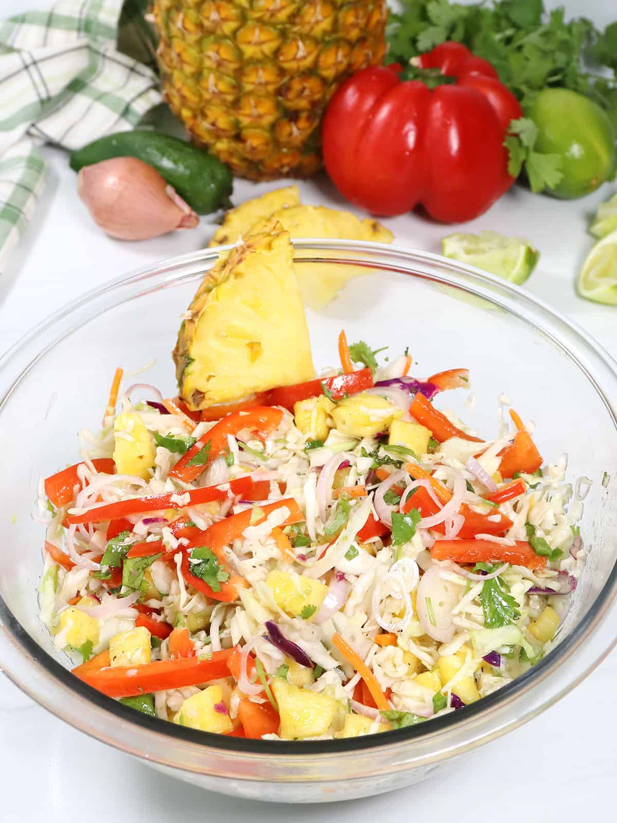 Jalapeno Pineapple Coleslaw ready to serve.