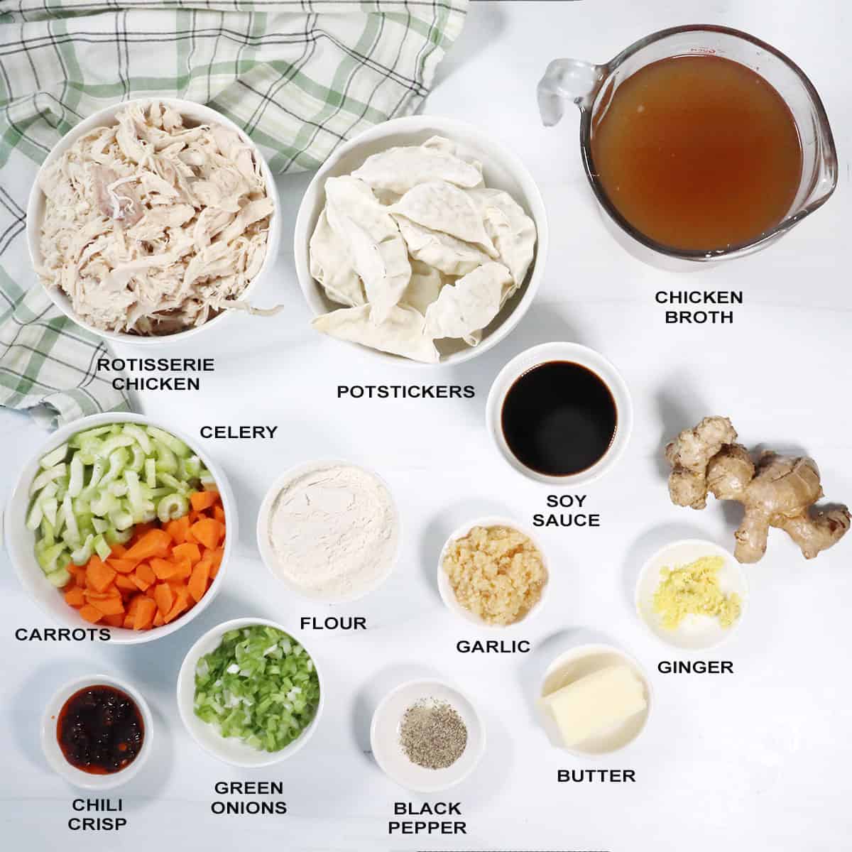 Ingredients for baked dumplings recipe.