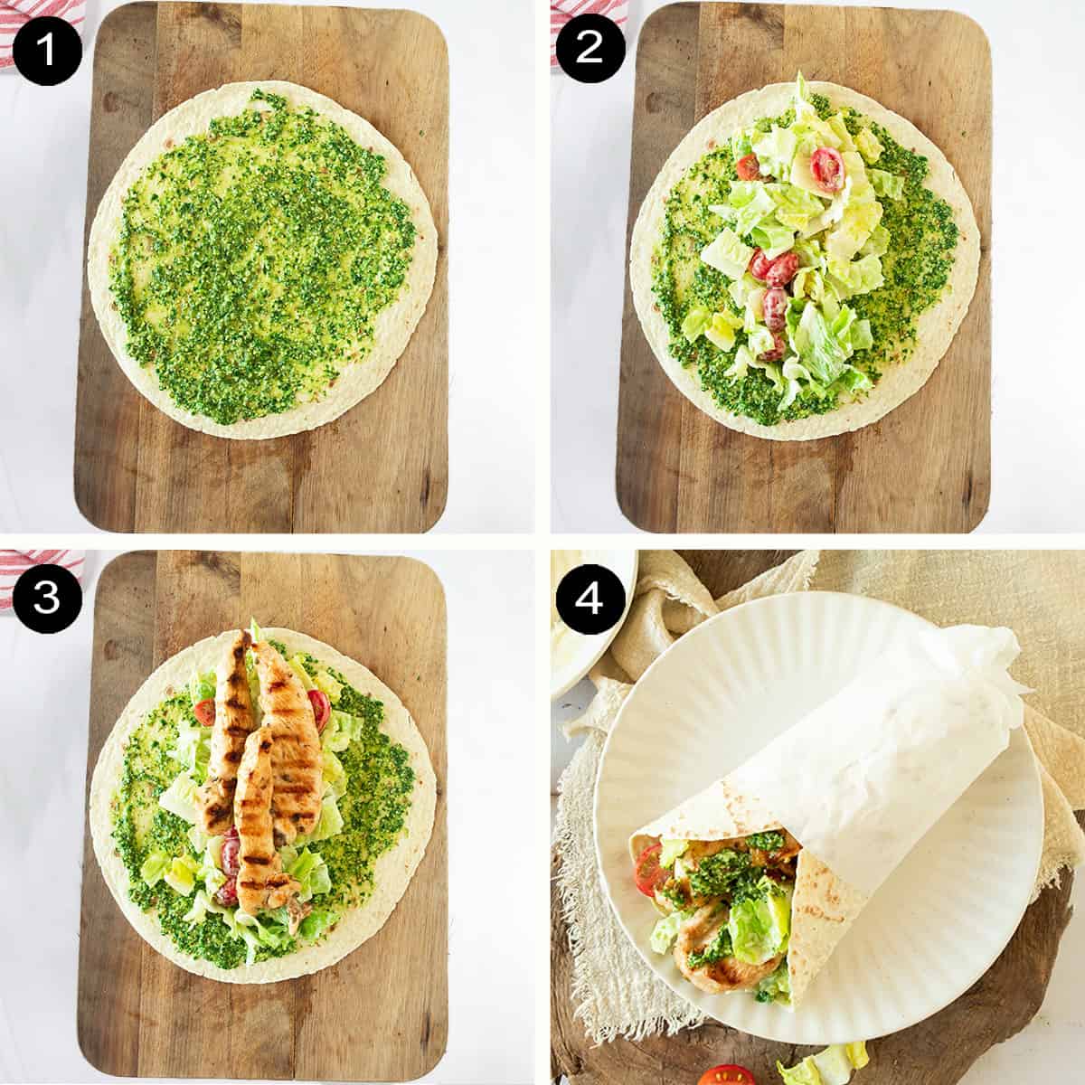 How to assemble the Rotisserie Chicken Caesar Wrap.