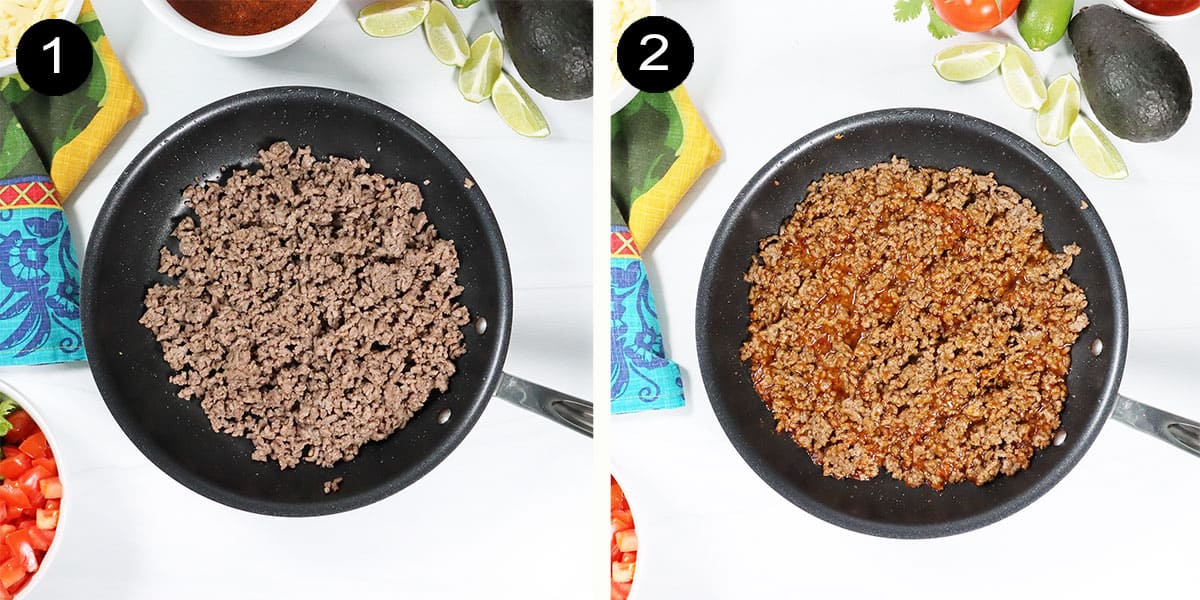 How to make ground beef tacos.
