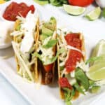 Closeup of homemade ground beef tacos.